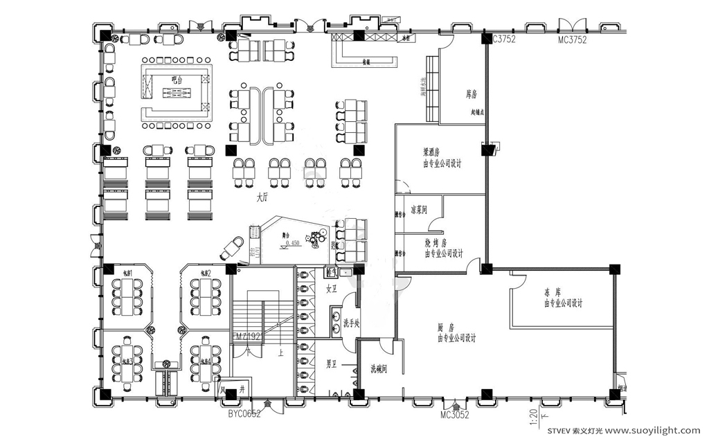 Ukraine复古型音乐清吧效果图及平面方案